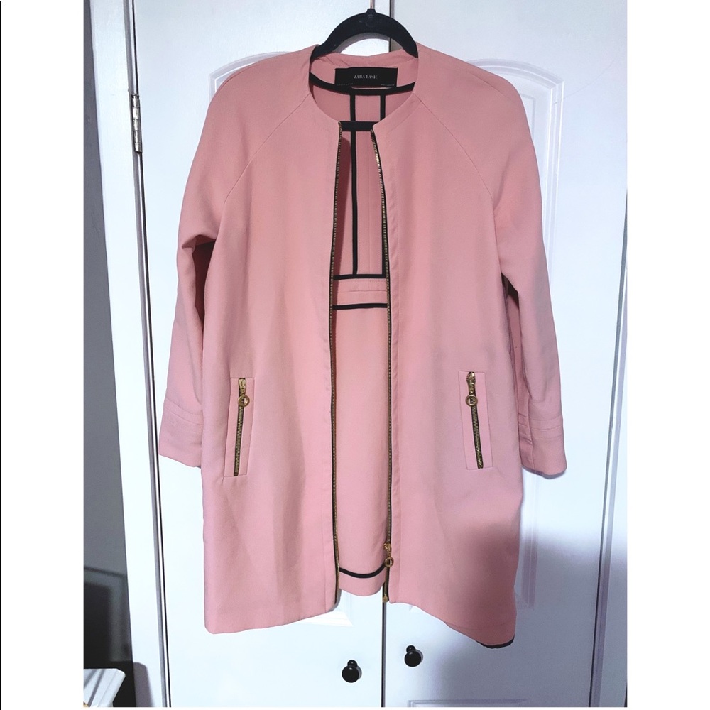 Zara Pink Full-Zip Peacoat Jacket